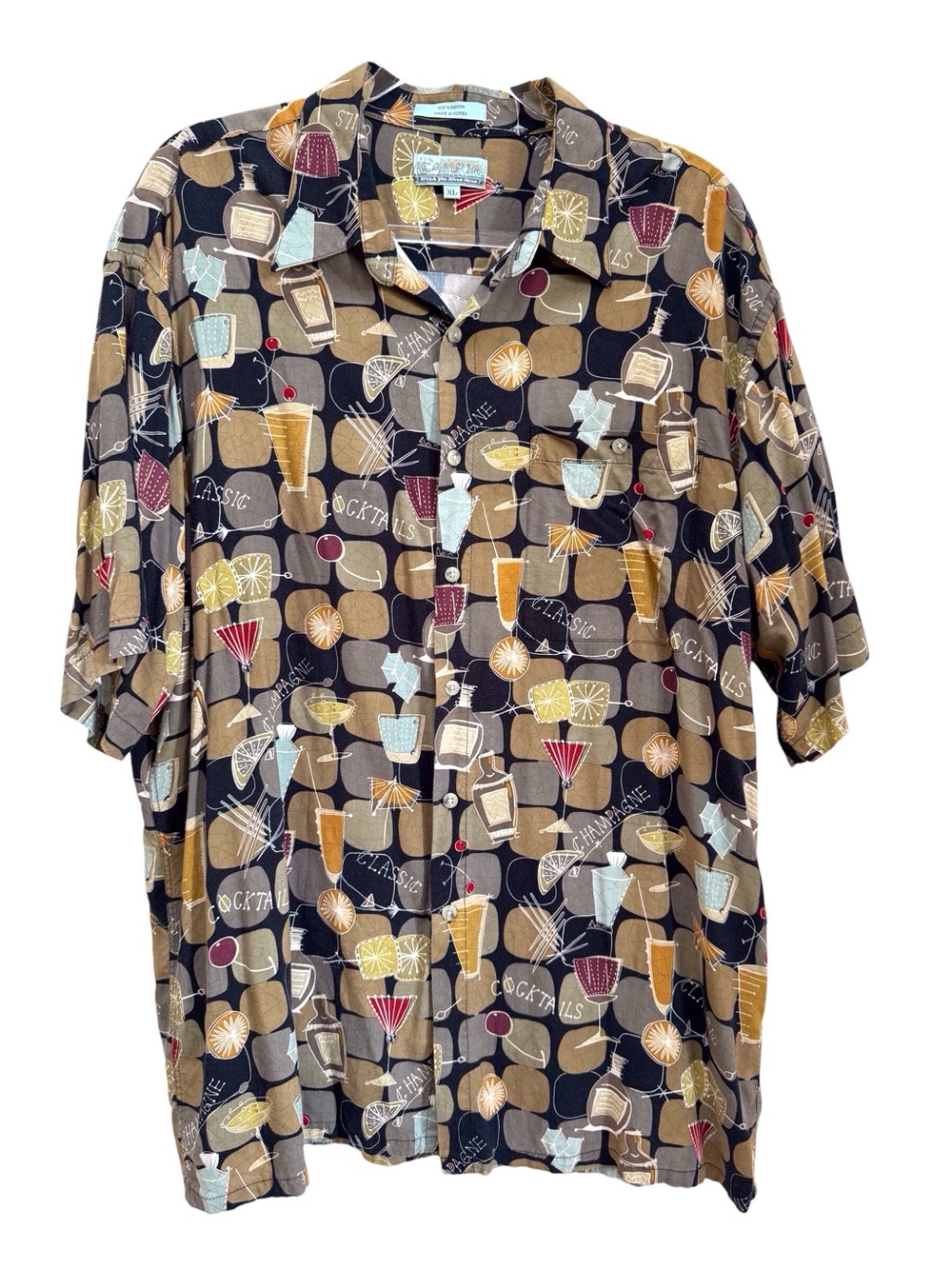 Vintage Campia Moda 100% Rayon MCM Hawaiian Shirt Palm Springs Cocktail Tiki